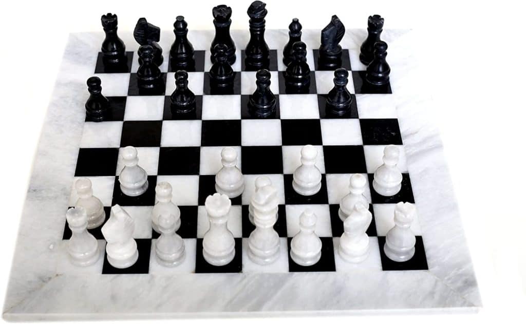 Black and white marble chess set