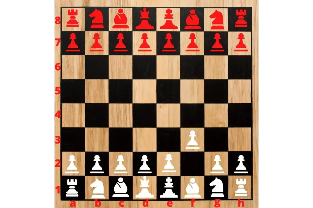 This is the first move known as the Barne's Opening in chess, it is considered the worst possible first move for white.