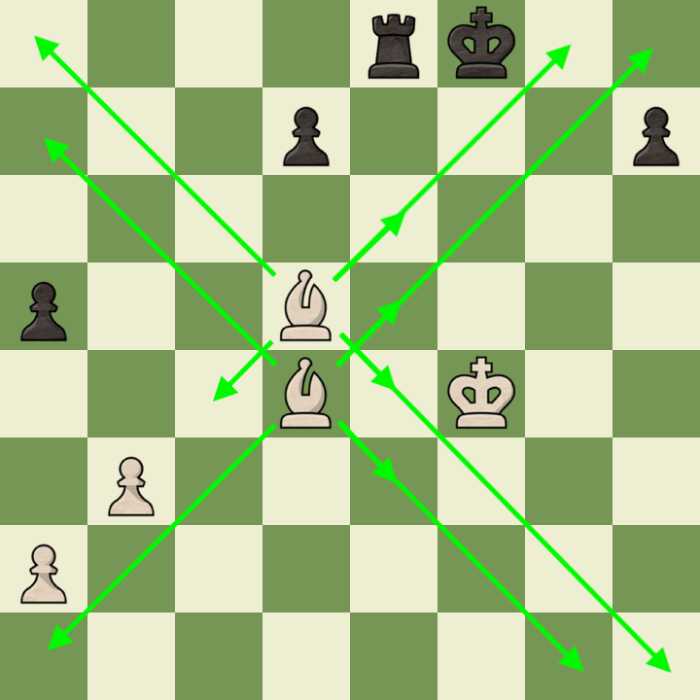 The range of movement afforded a pair of bishops in a chess endgame
