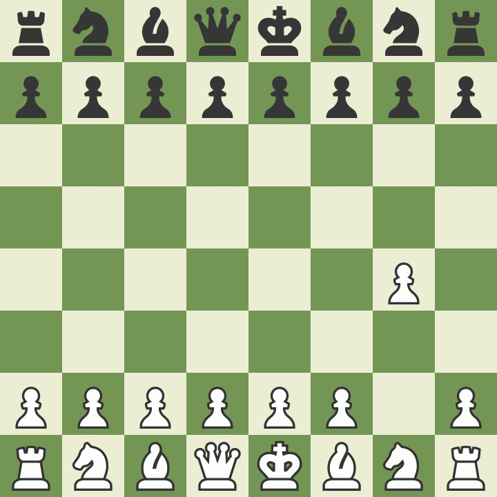 Animated gif showing the moves in a chess game between Bloodgood vs David 1973 when the grob opening was played